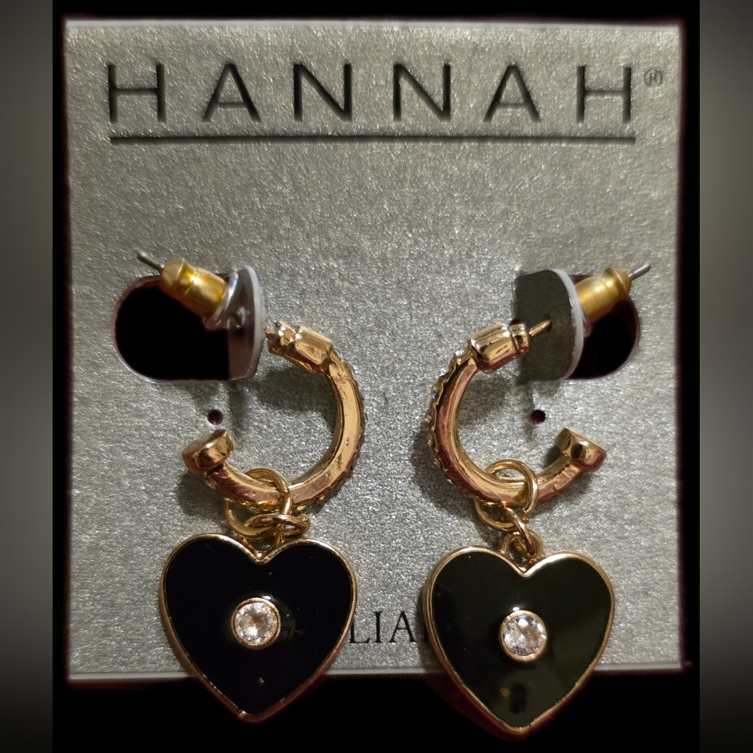 Black Heart Hoop Earrings